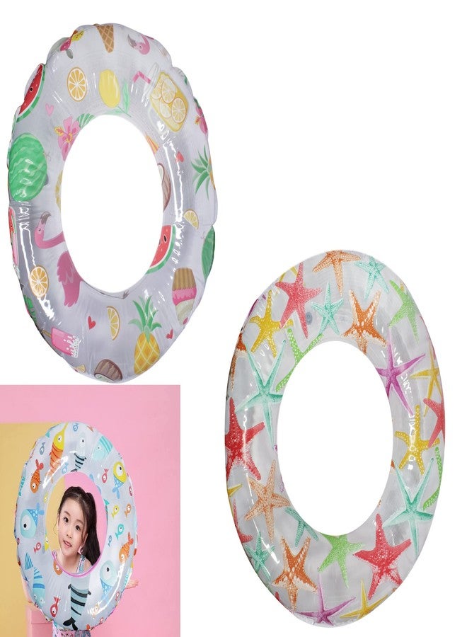 إيكان عوامة سباحة دائرية قابلة للنفخ للأطفال من إيكان، أنبوب سباحة آمن مطبوع للأطفال والرضع، 3 قطع - Image 1